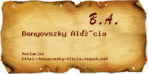 Benyovszky Alícia névjegykártya